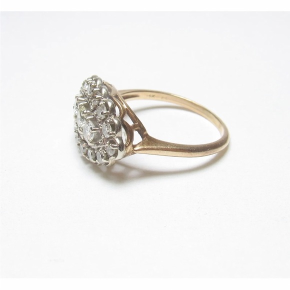 1940s Vintage Approx 1ct Diamond 14kt White and Yellow Gold Ring, Great Conditin - Picture 3 of 8